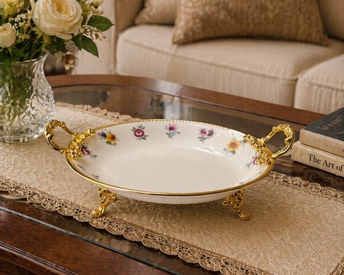 Vintage floral ceramic serving - vintage,