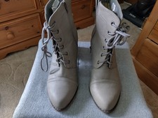 Grey Faux Leather Lace up