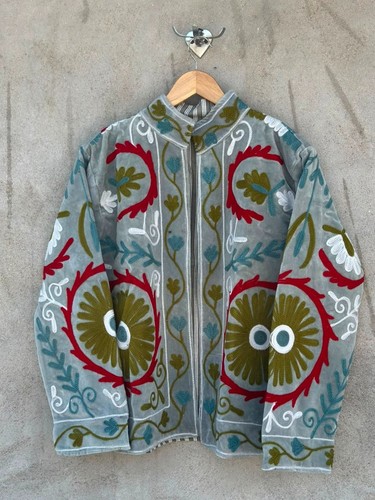 Gray velvet suzani - ,