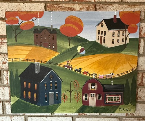 Vintage naive painting - vintage,