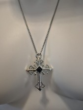 Gothic Silver Cross Necklace