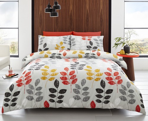 Retro leaf grey orange - retro,