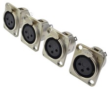 XLR Panel Socket 3 Pin Female Pack of 4, Solder Terminals