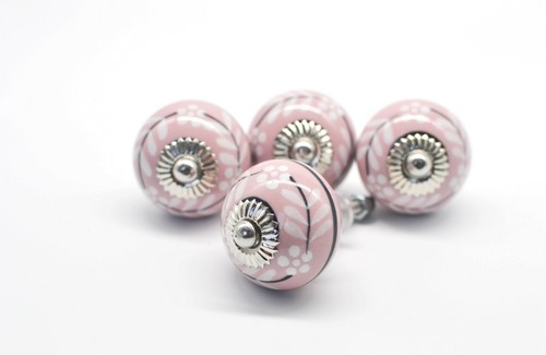 Pink ceramic knobs - ceramic, vintage