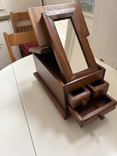 Vintage teak barber shaving - teak, barber/shaving