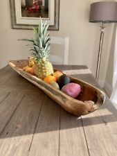 Giant Huge 90cm Teak Root Long Fruit Bowl Rustic Wood Handcarved Handmade Gift