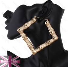 Square bamboo earrings - bamboo, bling