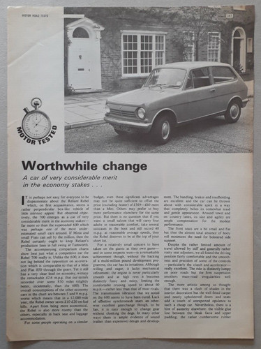 Reliant rebel 700 road test - 700,