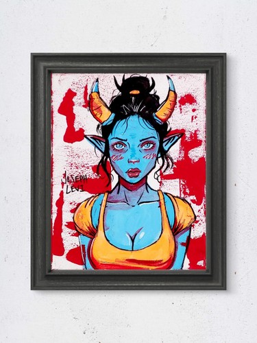 Hand painted 8x10 female demon - painted,