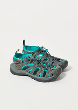 KEEN Whisper Sandals in Grey / Peacock Green Bungee Lace Women's - UK 6