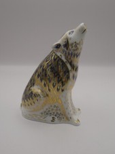 Collectable Royal Crown Derby Paperweight - Gold Stopper - Howling Wolf