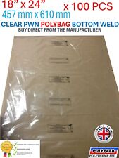 x100 Large Clear Polythene Plastic Bags 18" x 24"(Packaging/Packing) 100g PWN