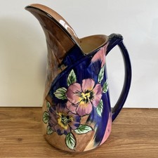 Vintage H & K Tunstall Jug/Pitcher  Hand Painted Viola Pattern - 21.5cms Tall
