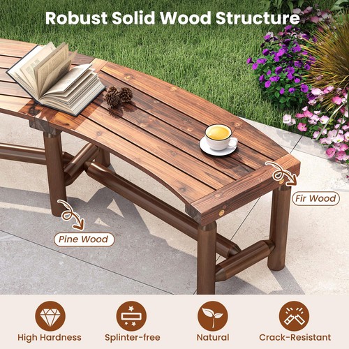 Curved patio bench solid wood - curved,