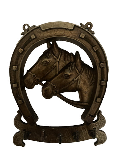 Brass horseshoe key coat hooks - horseshoe,