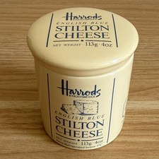 Vintage Harrods Blue Stilton Cheese Storage Jar Pot 113g Retro Kitchen Decor 7cm