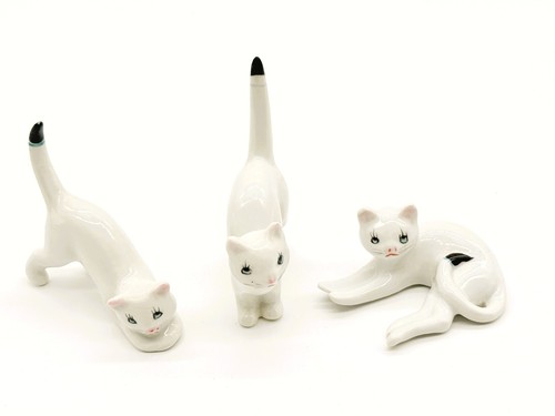 Vintage white ceramic cat - white,