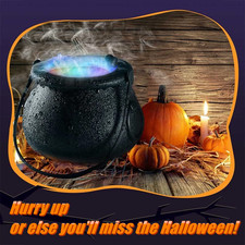 Halloween Witch Cauldron w/ Mist Maker Fogger 12 LED Light Color Halloween Decor