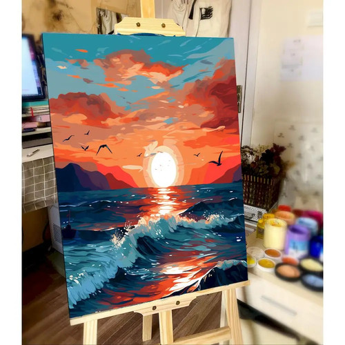 City landscape paint - city,
