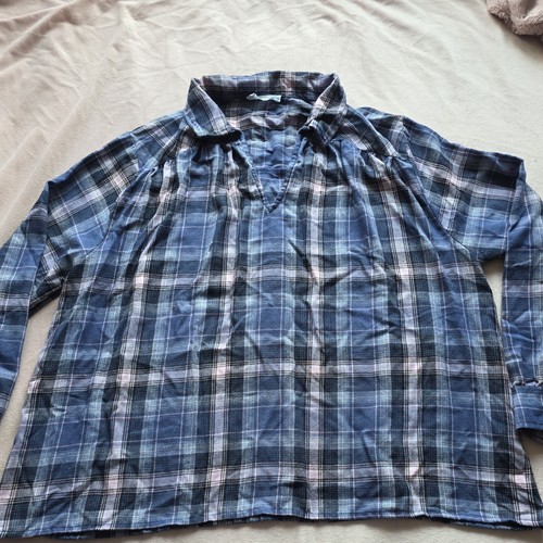 Blue flannel checked shirt - blue,