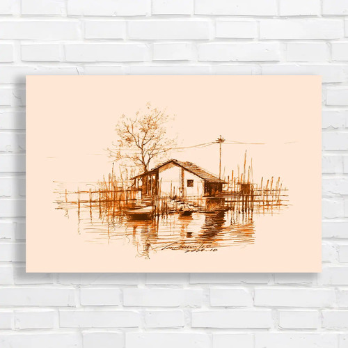 Lakeside cabin sketch orange - sketch,