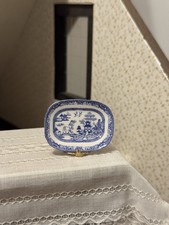 Dolls House Furniture 1/12 Scale Stokesay Ware Blue China Plate Karen Griffiths