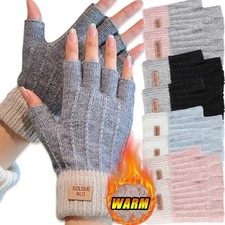 Thick Fingerless Gloves Driving Gloves Knitted Cashmere Half Finger Mittens