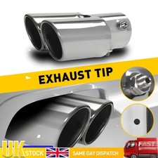 Universal 2.5" Sport Dual Twin Exhaust Pipes Muffler Trim Pipe Tail Tip Chrome