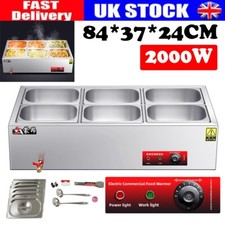 2000W Commercial Electric Food Warmer Buffet Server Bain Marie 6x1/4 Pan UK