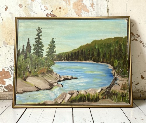 Vintage oil painting landscape - oil,