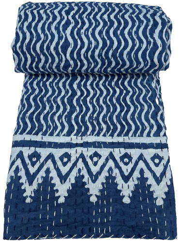 Indian kantha quilt bedspread - quilt,