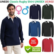 UNEEK UC402 Classic Rugby Shirt Unisex Long Sleeve Heavyweight Cotton Work Polo