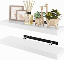 BAMEOS  Floating Shelves , 60cm x 15cm, Set of 2 White FOR AUCTION NEW 