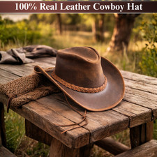 100% Real Leather Cowboy Hat