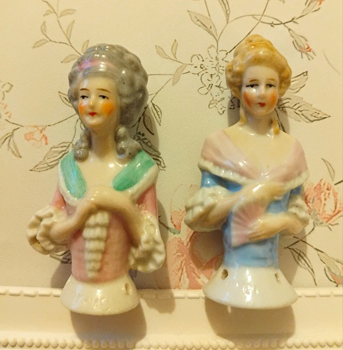 Pair vintage porcelain half - pair,