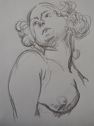 Pencil drawing female nude