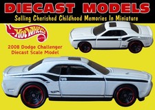 WHITE 2008 DODGE CHALLENGER SRT8; STUNNING HOT-WHEELS DIECAST SCALE MODEL CAR