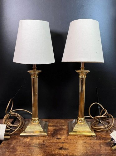 Pair vintage brass doric - pair,