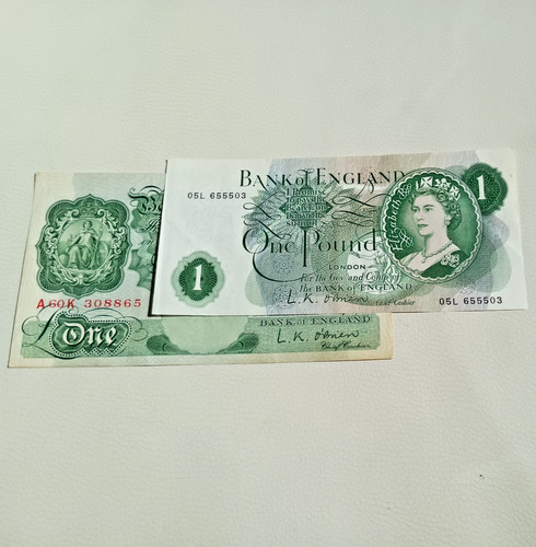 Two vintage banknotes from - two,