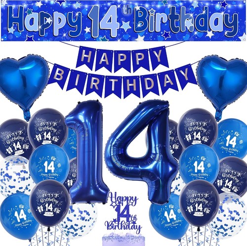 14th birthday decorations blue - birthday,