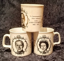 Commemorative Mugs x 3  Queen Elizabeth II - Silver Jubilee 1952-1977 SEE PHOTOS
