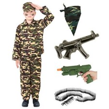 BOYS ARMY FANCY DRESS OUTFIT SOLDIER COSTUME CHILDS MILITARY UNIFORM NEW 