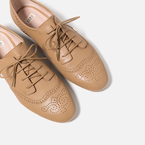 Zara camel lace openwork - zara, lace-up