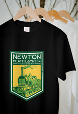 Newton Heath T-Shirt Manchester Football Green & Gold United Badge - Black/White