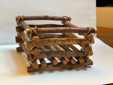 Hand Made Wooden Basket Made from Mini Logs and String - Tiny Crate - Miniature