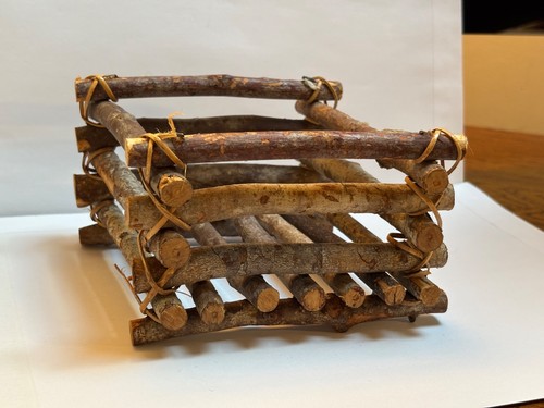 Hand made wooden basket - wooden,