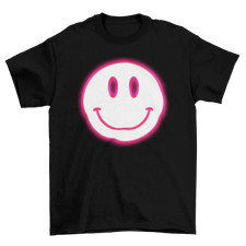 Womens FASHION Happy Face T-Shirt Old School Rave Music Acid Pop 90`s Party Tee