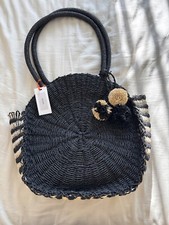 JOHN LEWIS Black Lined Straw Bag. BNWT RRP £35