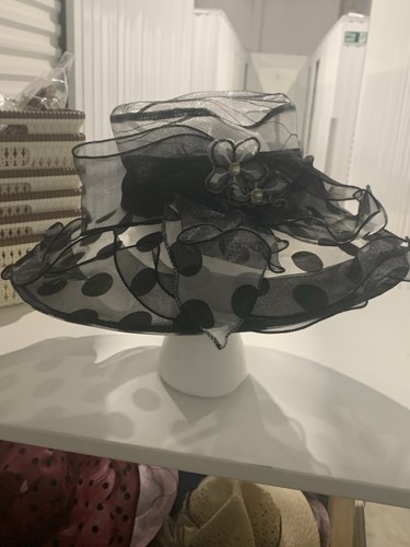 Ladies black polka dot organza - polka,