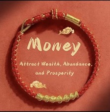 Red Lucky Money Bracelet Wealth Prosperity Abundance Handmade Feng Shui Gift
